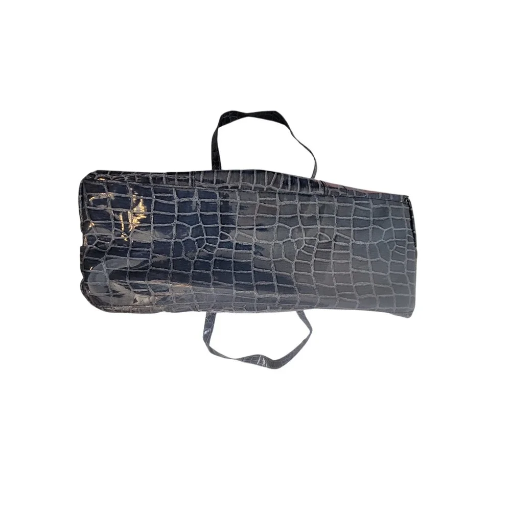 Disneyland Resort Blue Croc Embossed Tote Bag W‎ Purple Argyle  Mickey Lining
